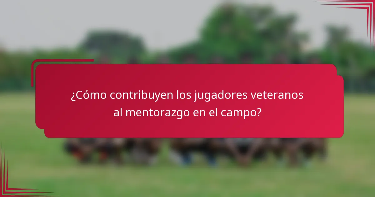 ¿Cómo contribuyen los jugadores veteranos al mentorazgo en el campo?