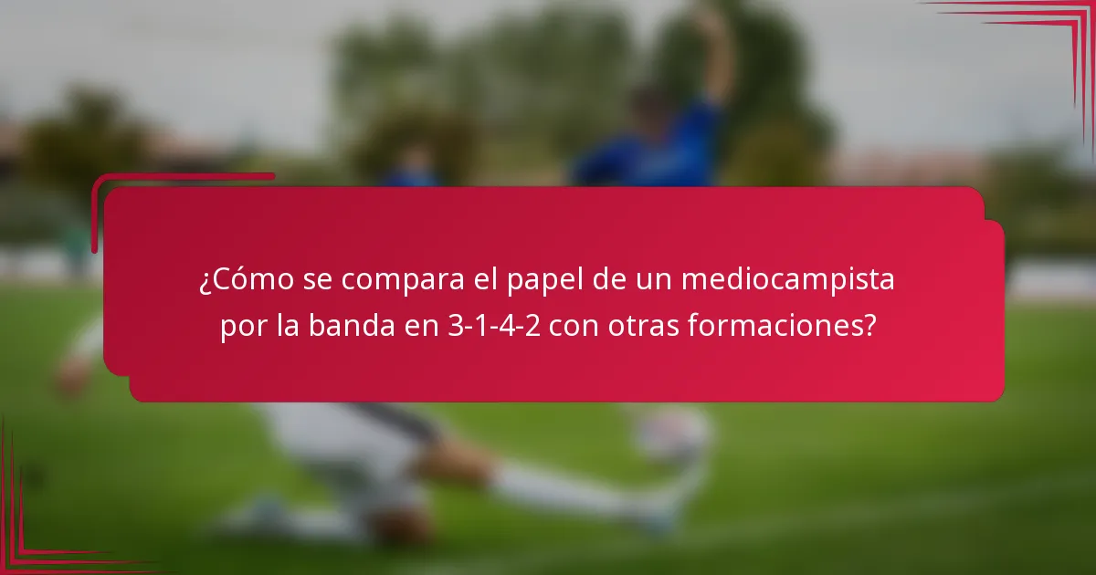 ¿Cómo se compara el papel de un mediocampista por la banda en 3-1-4-2 con otras formaciones?
