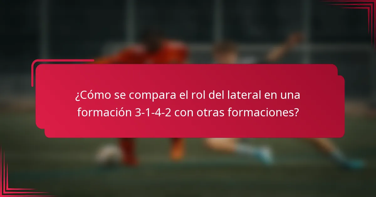 ¿Cómo se compara el rol del lateral en una formación 3-1-4-2 con otras formaciones?