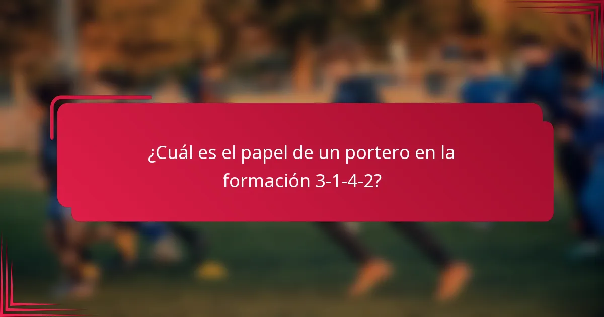 ¿Cuál es el papel de un portero en la formación 3-1-4-2?