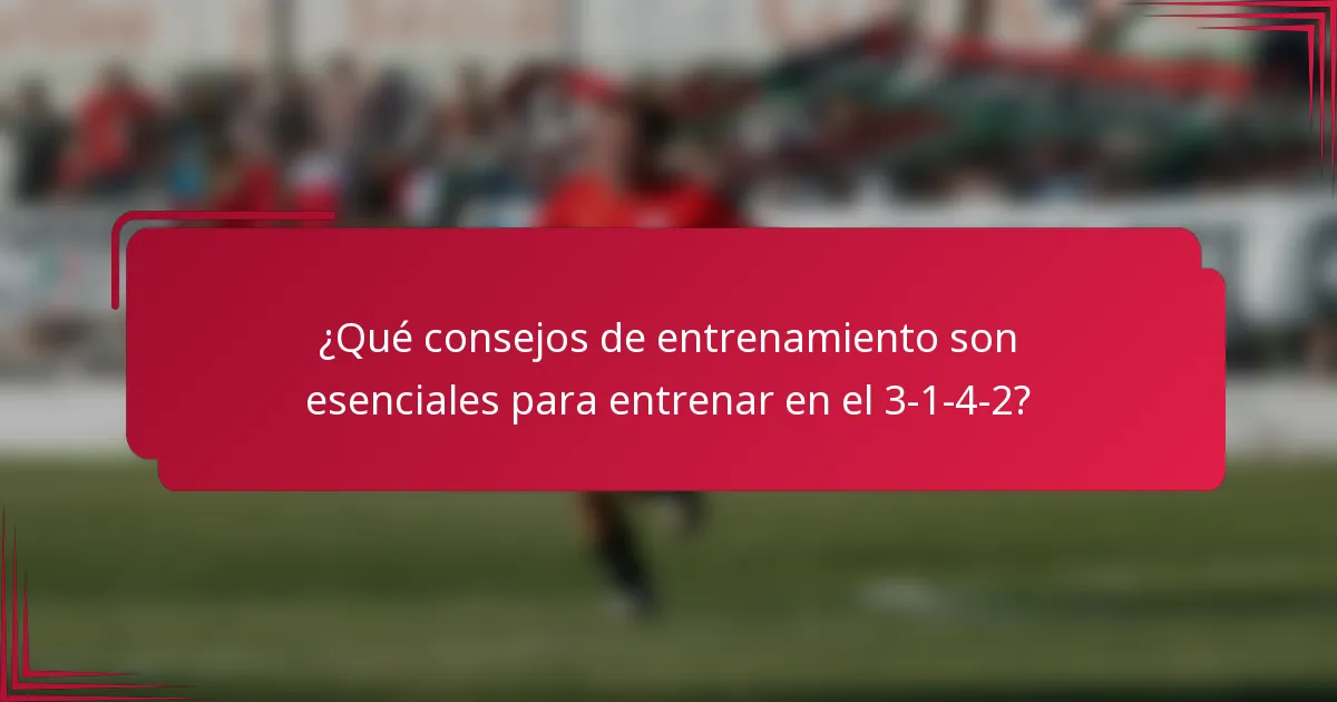 ¿Qué consejos de entrenamiento son esenciales para entrenar en el 3-1-4-2?