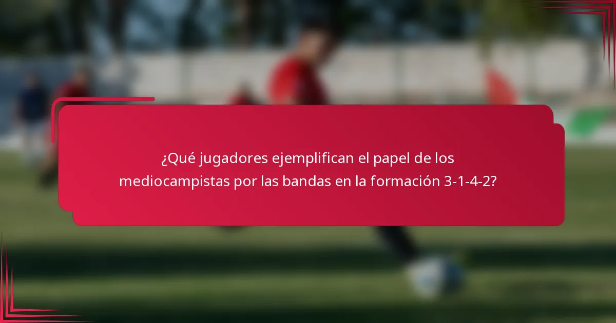 ¿Qué jugadores ejemplifican el papel de los mediocampistas por las bandas en la formación 3-1-4-2?